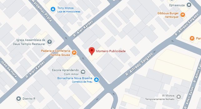 Mapa mostrando a Monteiro Publicidade na Rua Waldemar Prata, em Campos dos Goytacazes